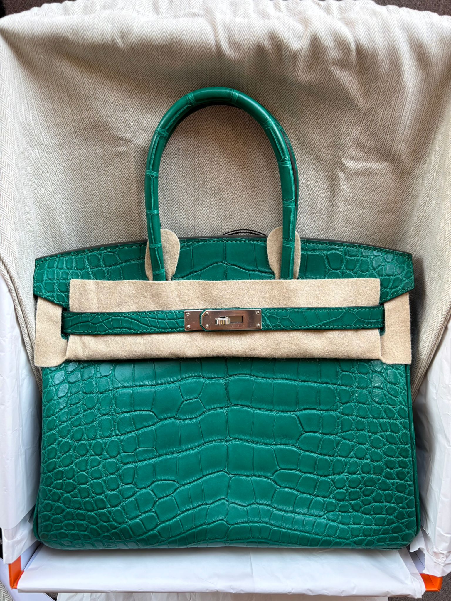Hermès Birkin 30 Malachite Matte Alligator PHW