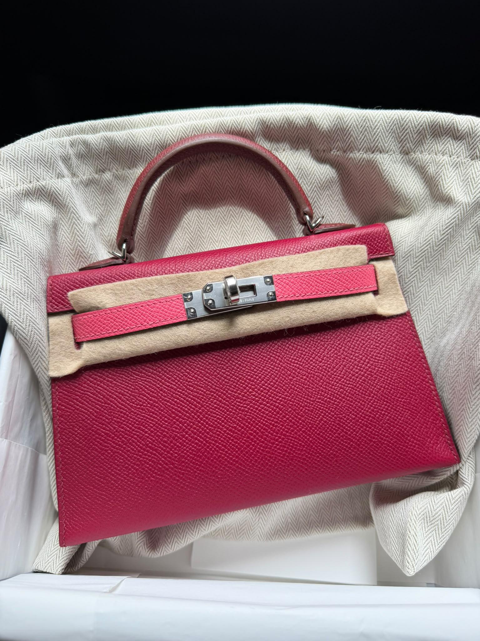 Hermès Kelly Mini Casaque Rubis, Rose Azalée & Rouge H Epsom PHW