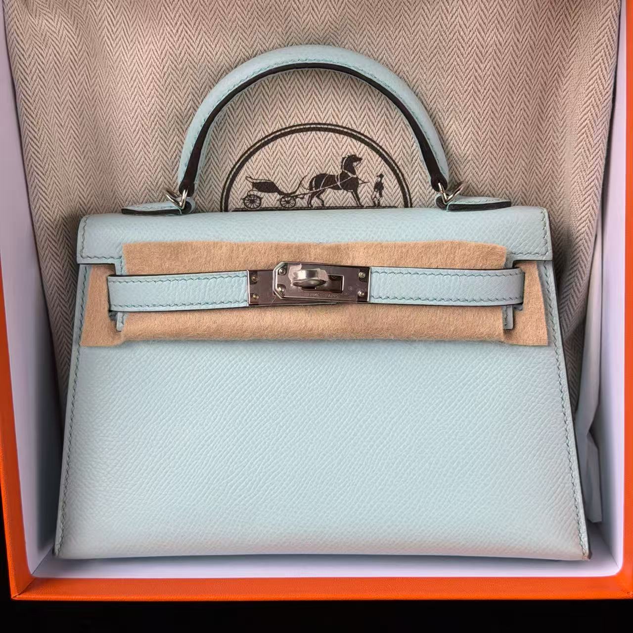 Hermès Mini Kelly Blue Zephyr Epsom PHW