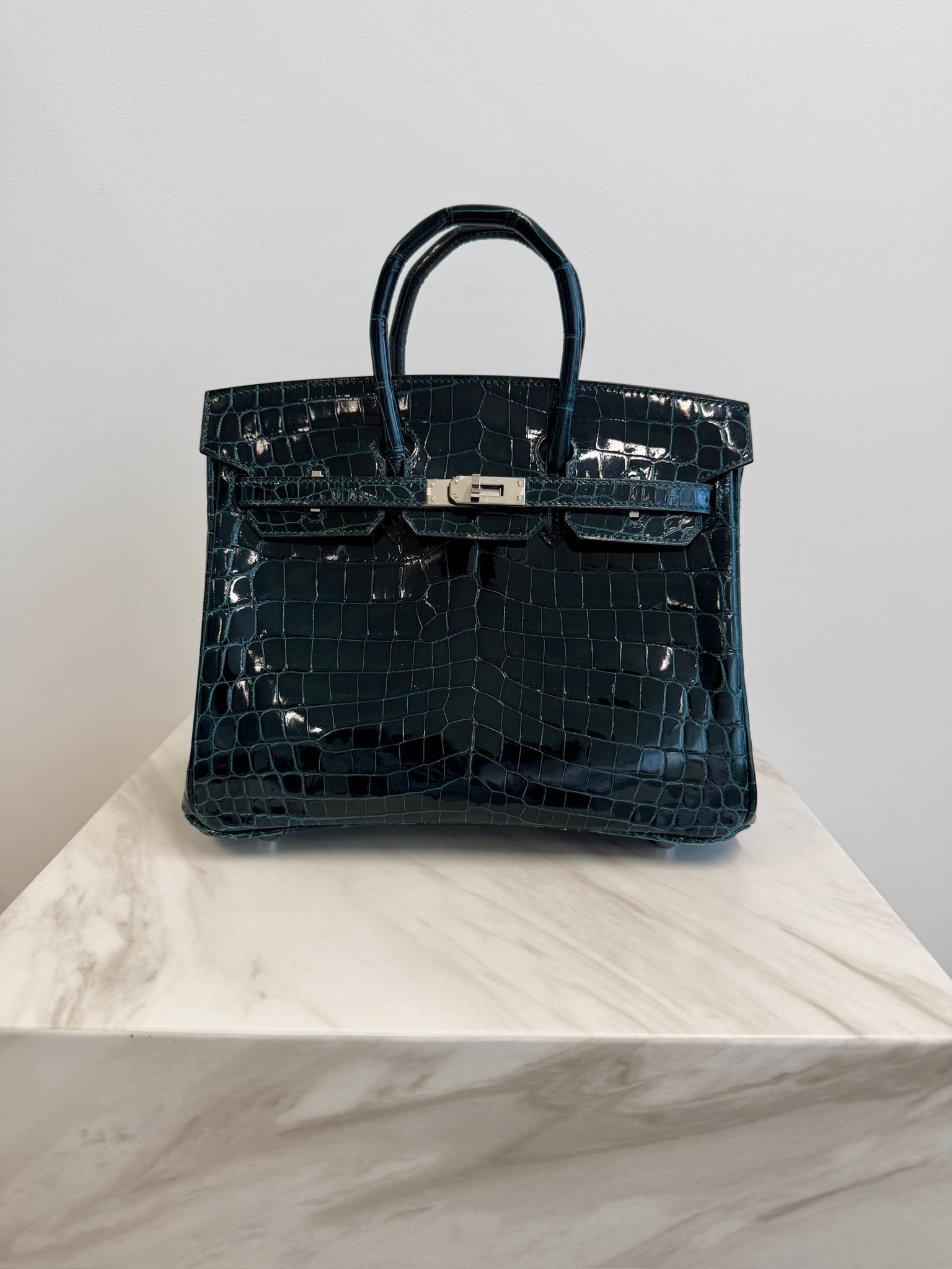 Hermès Birkin 25 Vert Cypress Shiny Nilo Palladium Hardware