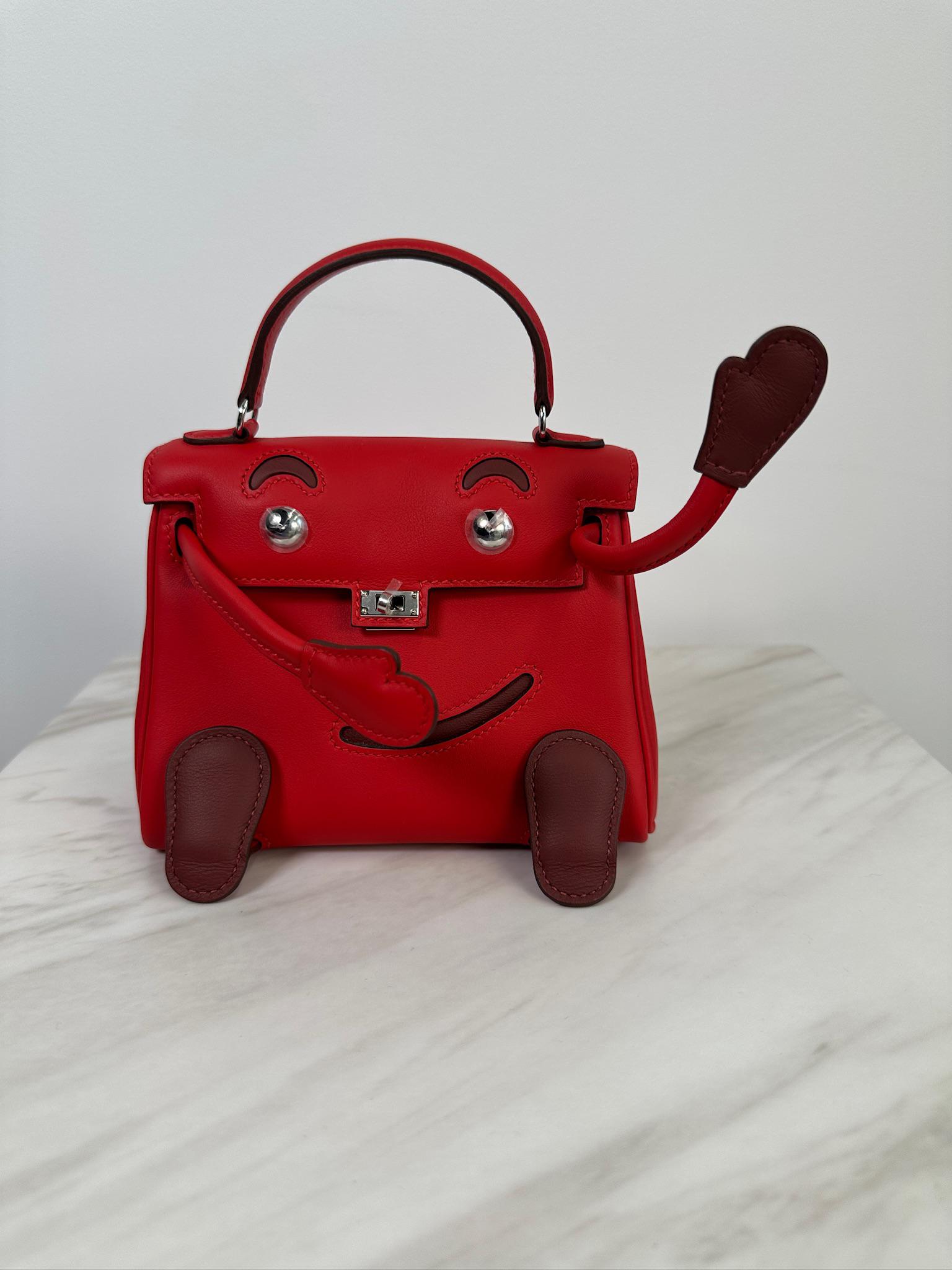 Hermès Kelly Doll Rouge Radieux Swift Palladium Hardware