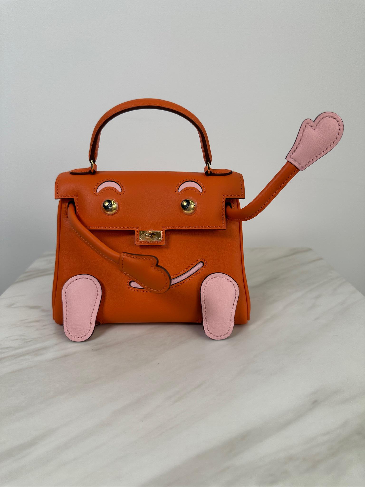 Hermès Kelly Doll Orange & Rose Sakura Swift Palladium Hardware