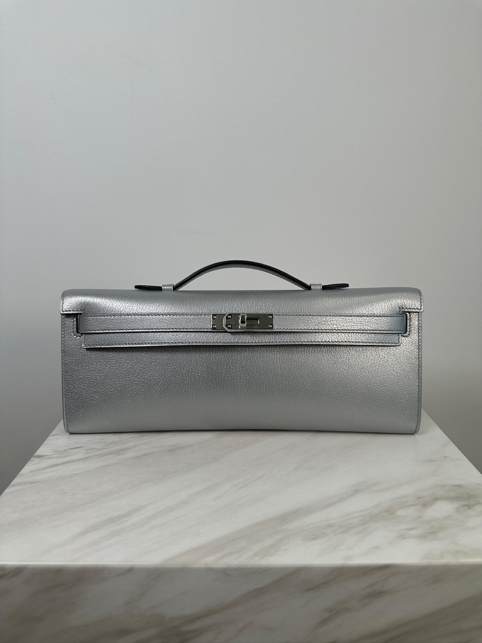 Hermès Kelly Cut Argent Chevre Palladium Hardware