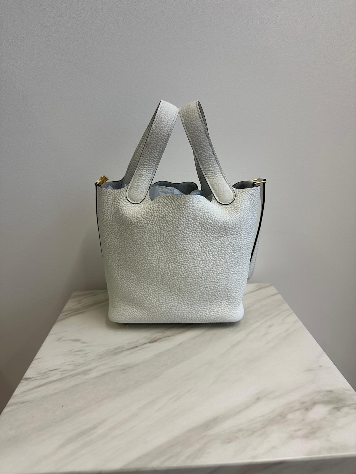 Hermès Picotin 18 New White Tourillion Clemence Gold Hardware