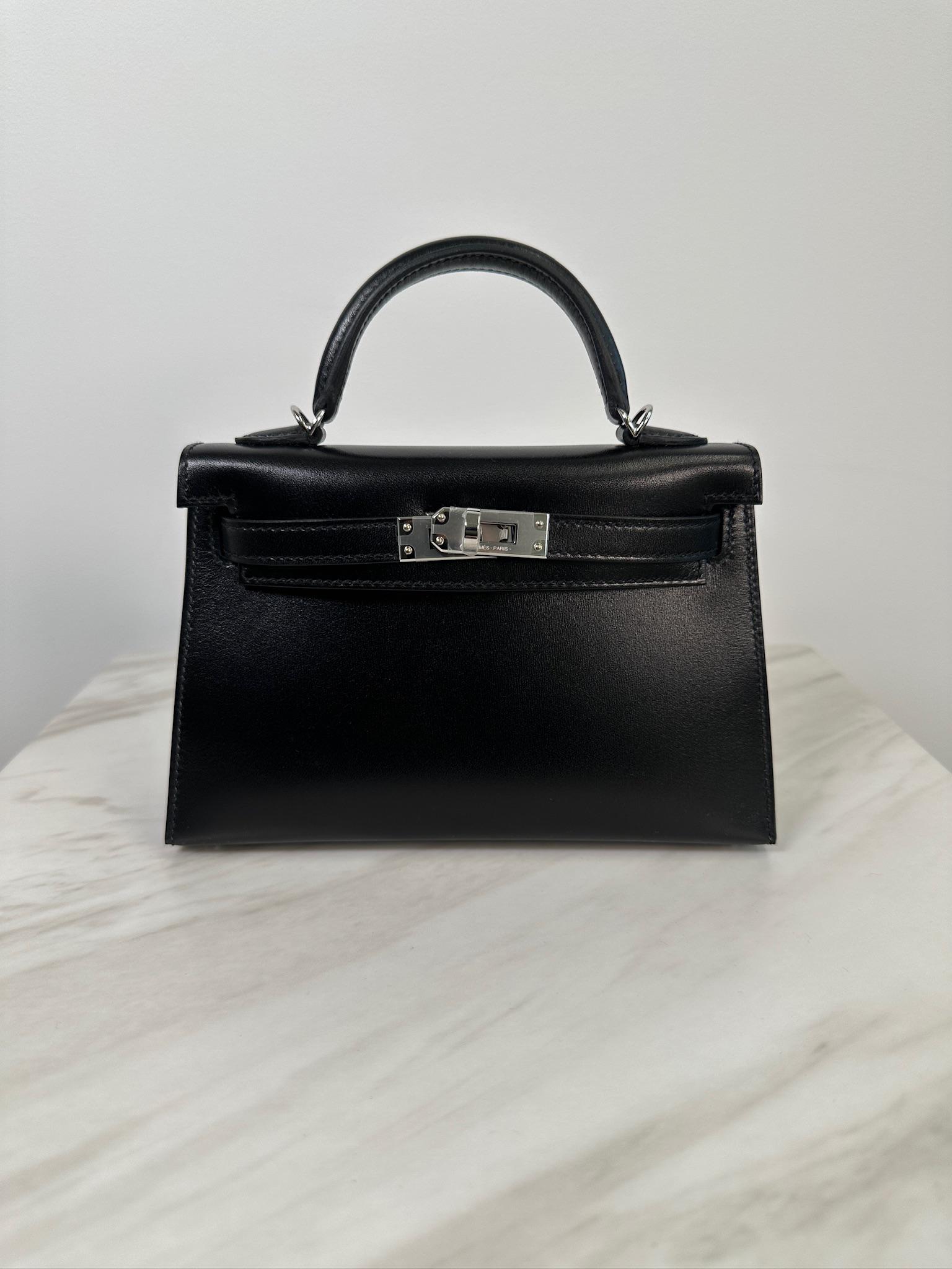 Hermès Mini Kelly Black Box LeatherPalladium Hardware