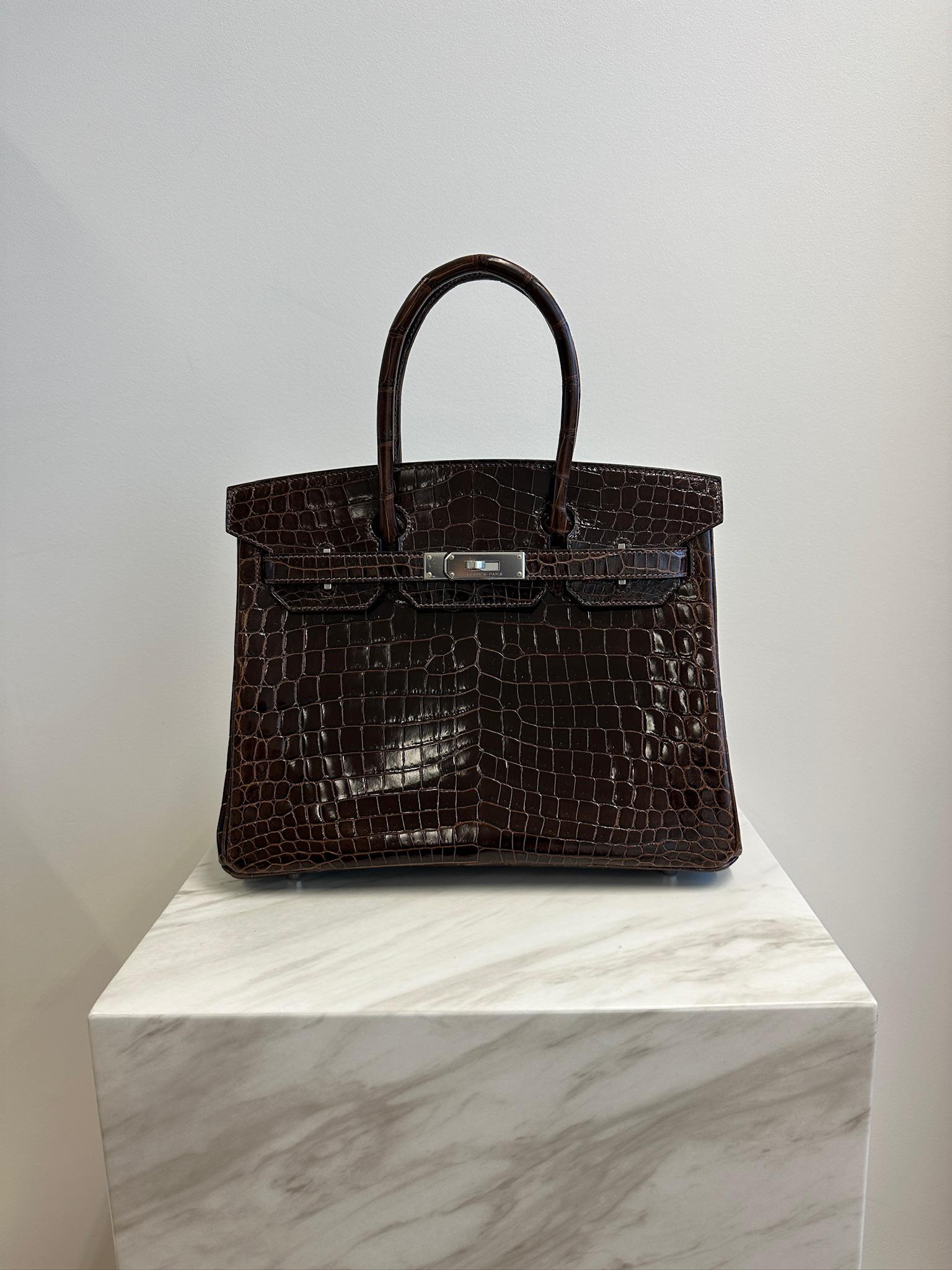 Hermès Birkin 30 Havana Shiny Niloticus Palladium Hardware