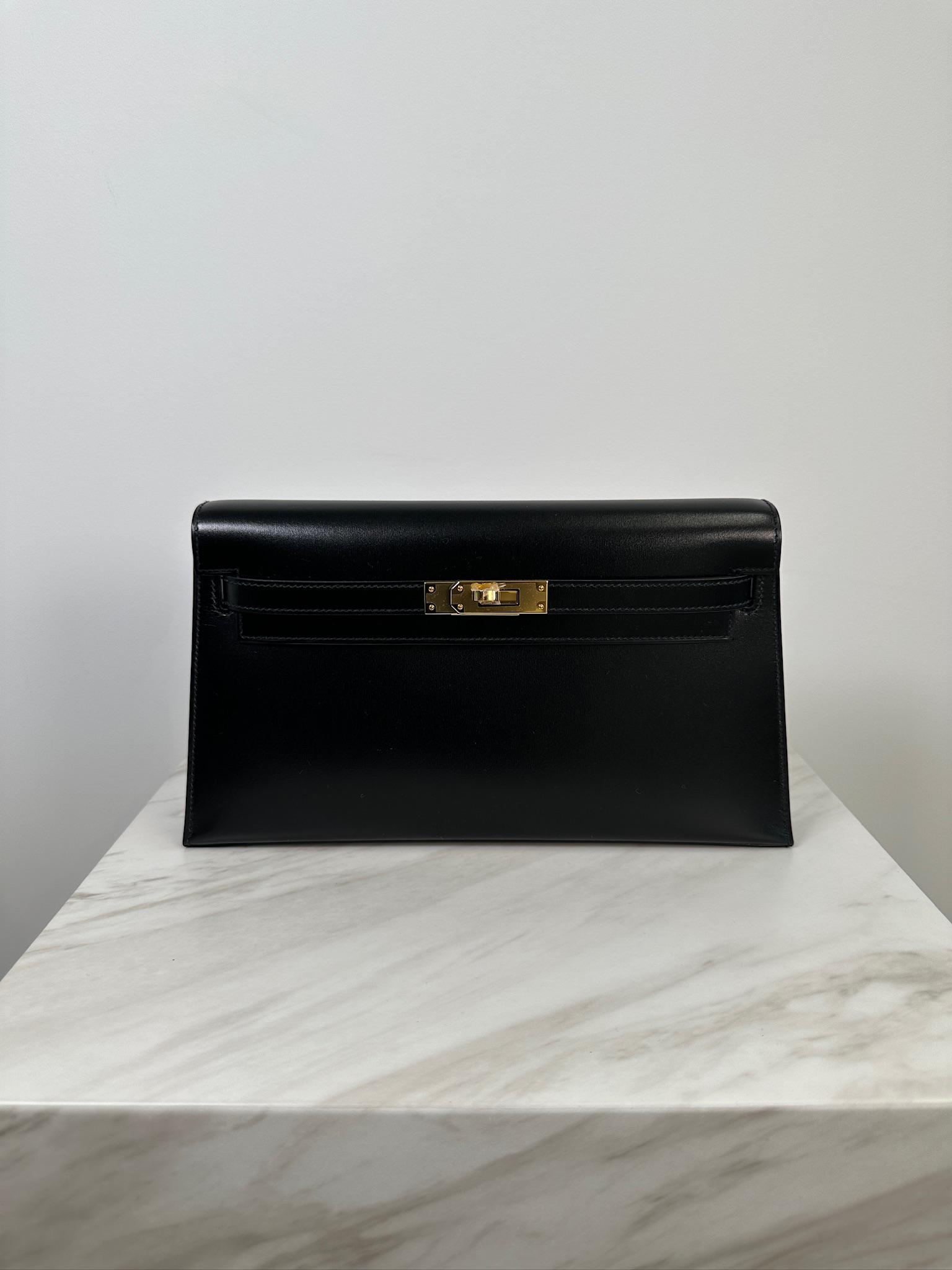 Hermès Kelly Elan Black Box Gold Hardware